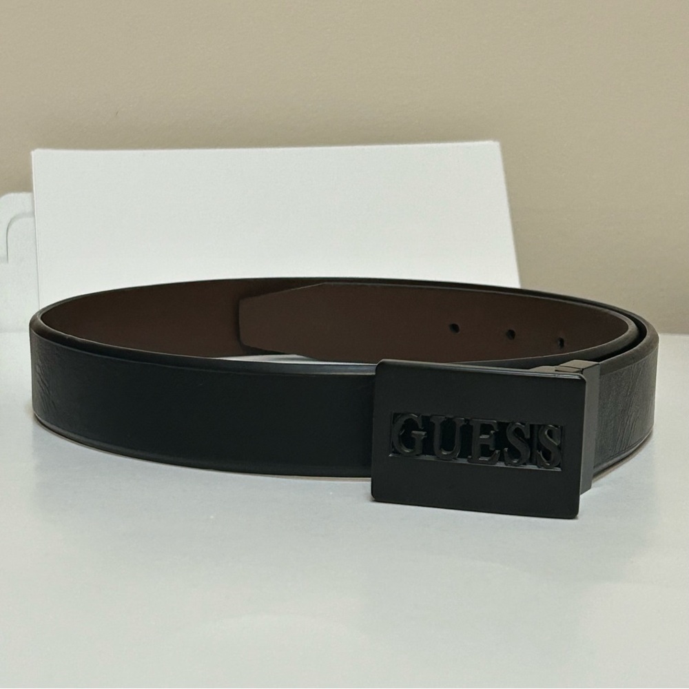 Guess Men's Black Faux Leather Belt